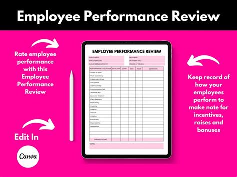 Employee Performance Review Template HR Performance Review Etsy In Employee Performance