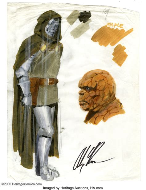 Alex Ross Marvels Dr Doom And Thing Preliminary Sketch