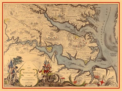 Map Of Virginia 15851781 With Williamsburg Jamestown Yorktown