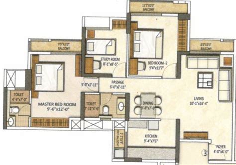1290 Sq Ft 3 Bhk Floor Plan Image Runwal Realty Pearl Apartments