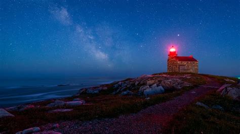 Starry Lighthouse Bing Wallpaper Download