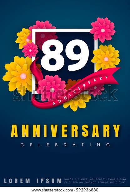 89 years anniversary invitation card celebration stock vector royalty free 592936880