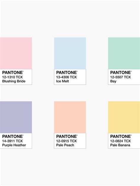 Pantone Swatches Rainbow Pastel Sticker For Sale By Zyeloa Redbubble