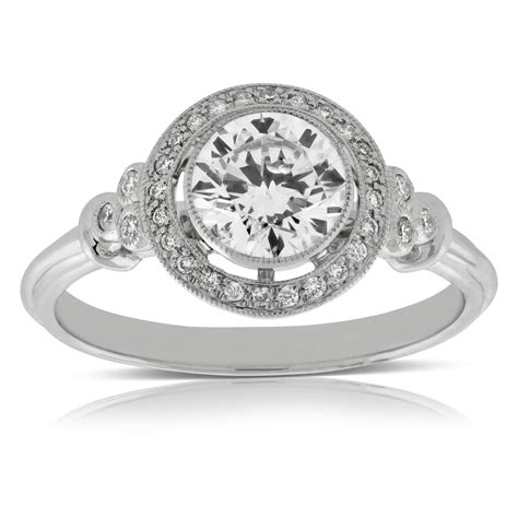 Bezel Halo Diamond Engagement Ring 14k Ben Bridge Jeweler