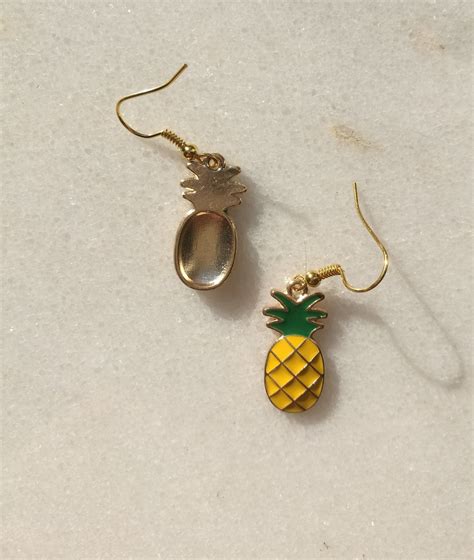 Gold Pineapple Exotic Fruit Earrings Dangle Yellow Tropical Etsy