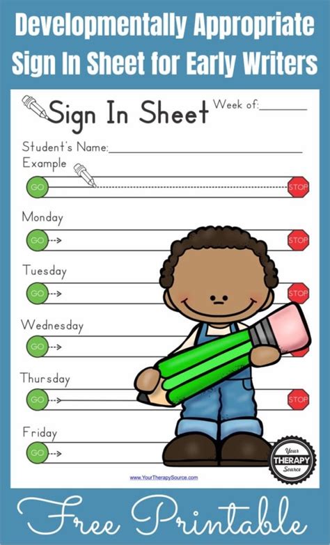 Free Preschool Sign In Sheet Developmentally Appropriate Your