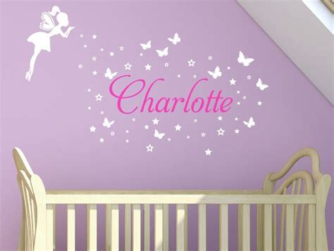 Awesome Fairies Wall Sticker Custom Name Butterflies Stars Removable