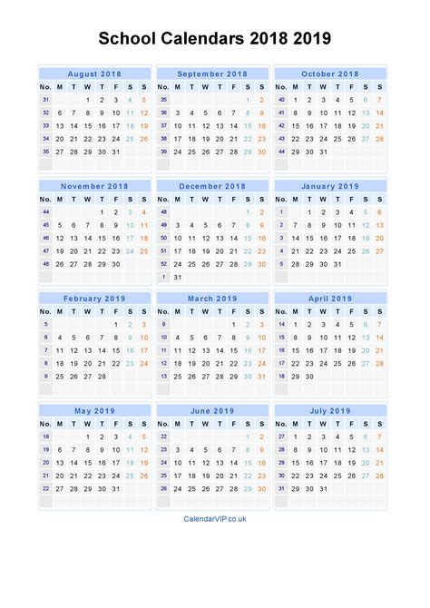 New 2019 And 2019 School Year Calendar Printable Free Printable