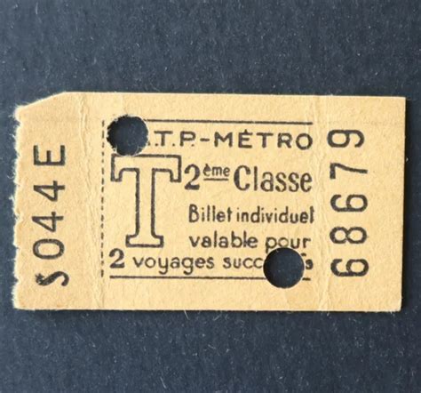 ANCIEN TICKET PARIS Métro 1951 2ème classe 68679 RATP Metropolitain 28