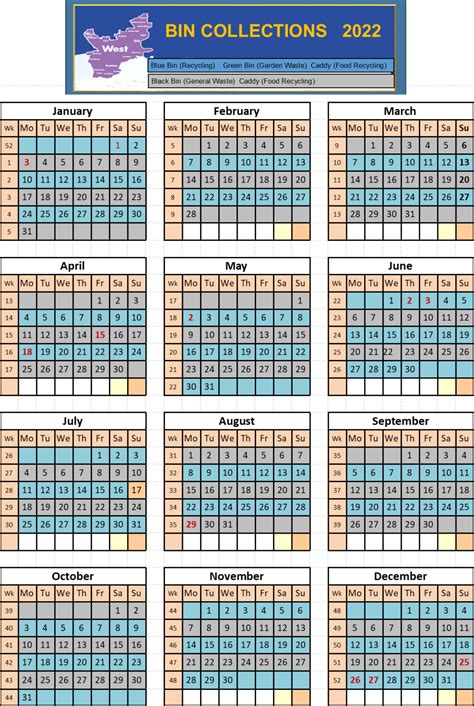 Bin Collection Calendar For 2022