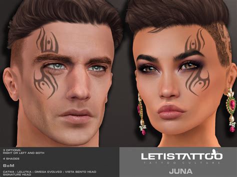 second life marketplace letis tattoo juna tribal face tattoo with bom and appliers