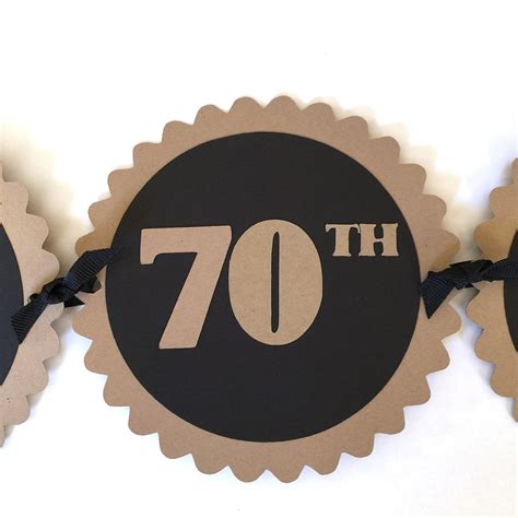 70th Birthday Banner Happy 70th Birthday Kraft Brown Etsy