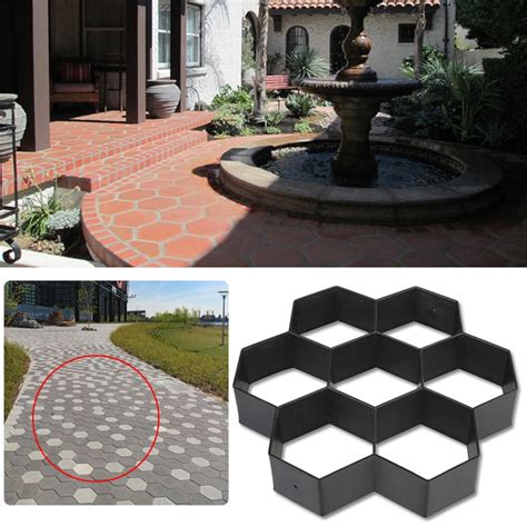 Hexagon Concrete Molds Garden Decoration Plastic Cement Molds Black