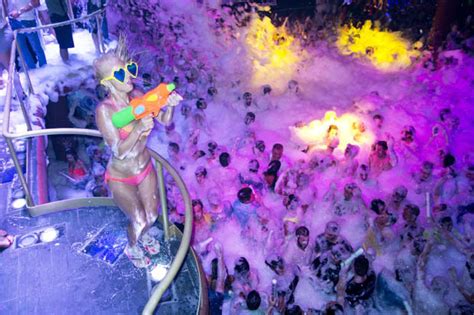 Paris Hilton Hosts A Wet N Wild Foam Party In Ibiza Club Amnesia