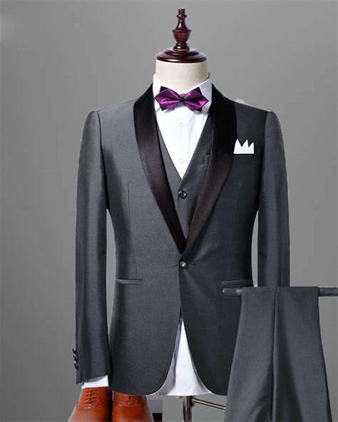 black shawl lapel dark gray tuxedos formal wedding dress suits groom w classbydress