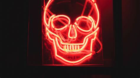 Download Wallpaper 1366x768 Skull Neon Glow Dark Tablet Laptop Hd