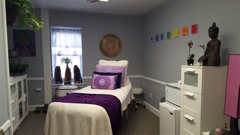 Purple And Grey Reiki Room In 2023 Reiki Room Massage Therapy Rooms