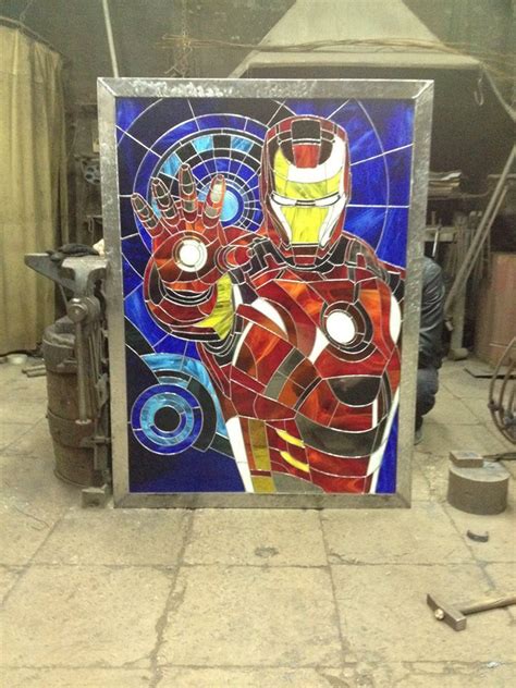 Geek Art Gallery Crafts Iron Man Stained Glass