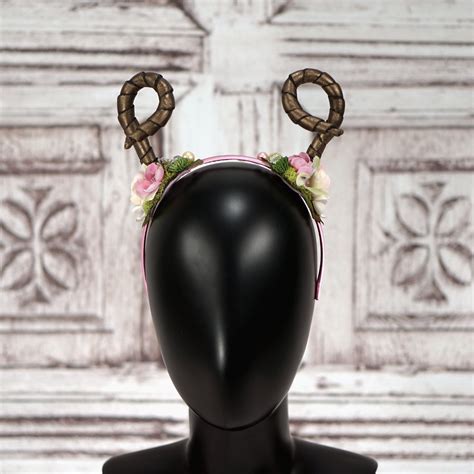 Rams Horn Headdress Satyr Headpiece Horned Headband Pink Etsy Silk