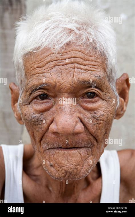 An Old Filipino Man Sitting Outside His Home Lapu Lapu City Metro Cebu Mactan Island Visayas
