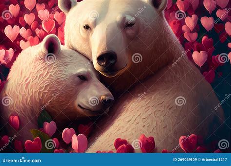 Valentines Day Cuddling Animals Bear Couple4 Generative Ai Stock