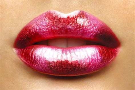 Sexy Lips Beauty Red Lip Makeup Detail Beautiful Make Up Closeup