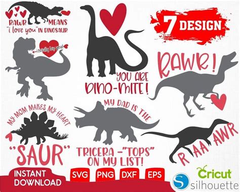 Dinosaur Valentine Svg Bundlevalentine Svgvalentines Day - Etsy