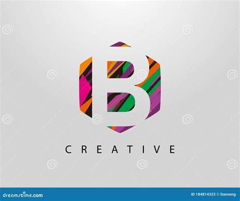 Abstract Hexagon B Letter Logo Initial B With Creative Colorful Strips