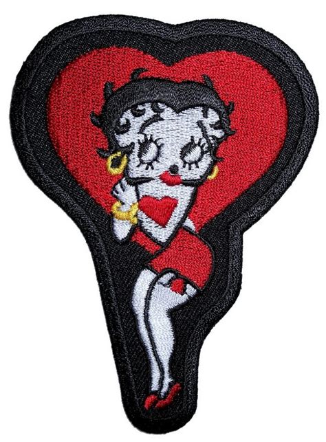 Betty Boop With Heart Ladies Embroidered Biker Patch Leather Supreme
