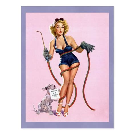Sexy Vintage Welding Pin Up Woman Post Card Zazzle