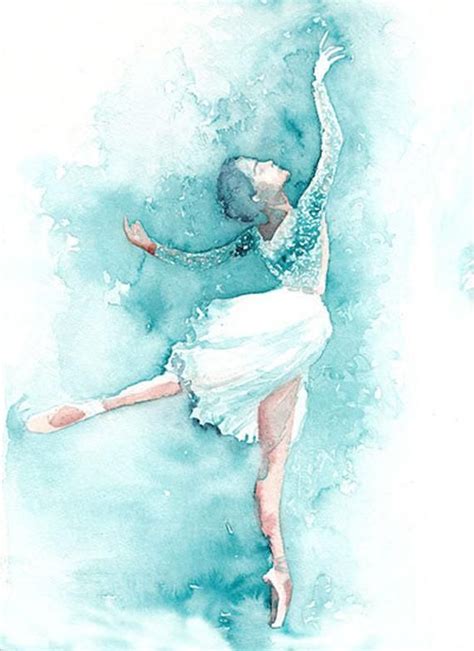Watercolor Print Ballerina Art Print In Blue Wall Art Wall Etsy