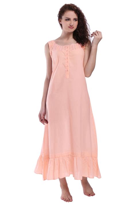 Womens Sleeveless Victorian Style Nightgown Sleepwear Cotton Long