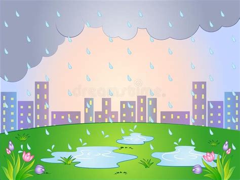 vector cartoon illustration of a rainy day royalty free illustration cartoon illustration