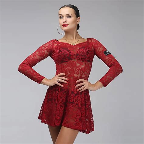 Red Sexy Lace Latin Dance Dress To Dance Costumes Salsa Dress For Latina Dancing Clothes Women