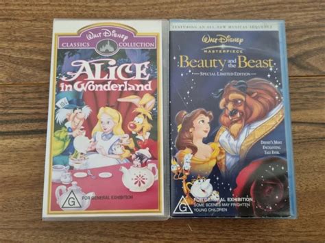 Walt Disney Vhs Alice In Wonderland Beauty And The Beast Tapes