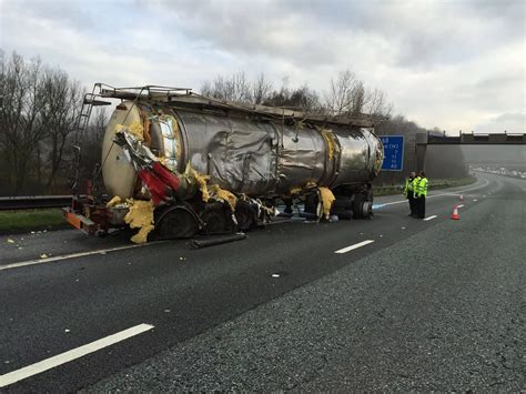 M60 Closed Clockwise Between Pendlebury And Prestwich After Tanker
