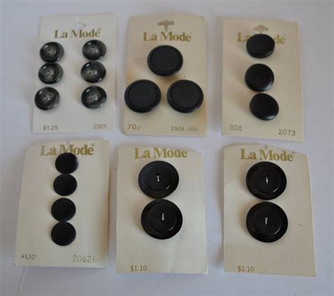 Vintage La Mode Black Buttons With A Vareity Of Finishes And Textures