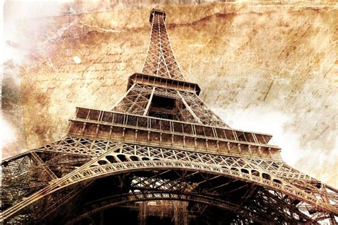 Abstracte Digitale Kunst Van De Toren Van Eiffel In Parijs Oud Document