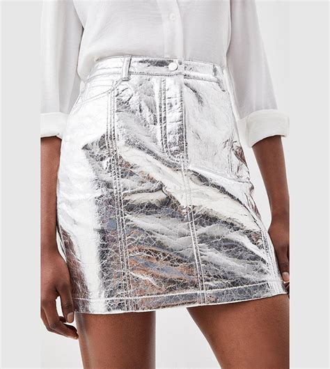 Buy Karen Millen Metallic Faux Leather Mini Skirt In Silver 6thstreet