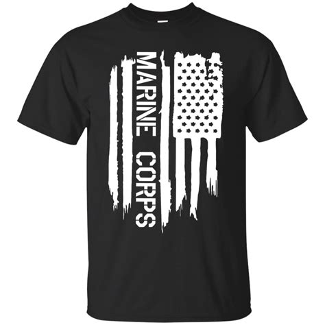 Usmc Marine Weathered American Flag Military Tee Shirt Made In Usa