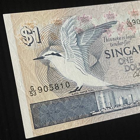 1976 Singapore Bird 1 Dollar G53 905810 P 9 Circulated Serial Number