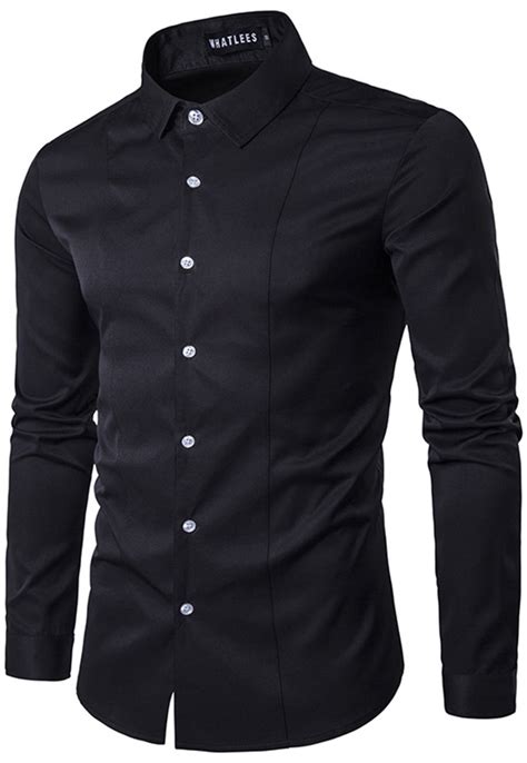 Shop For Whatlees Mens Solid Long Sleeve Slim Fit Button Down Dress