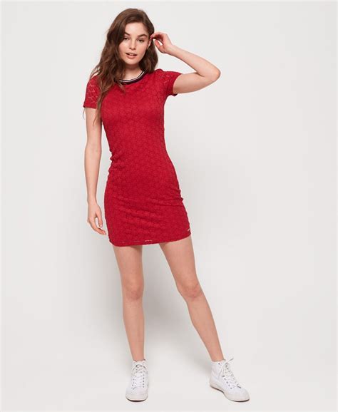 Womens Eden Floral Lace Mini Dress In Nautical Red Superdry
