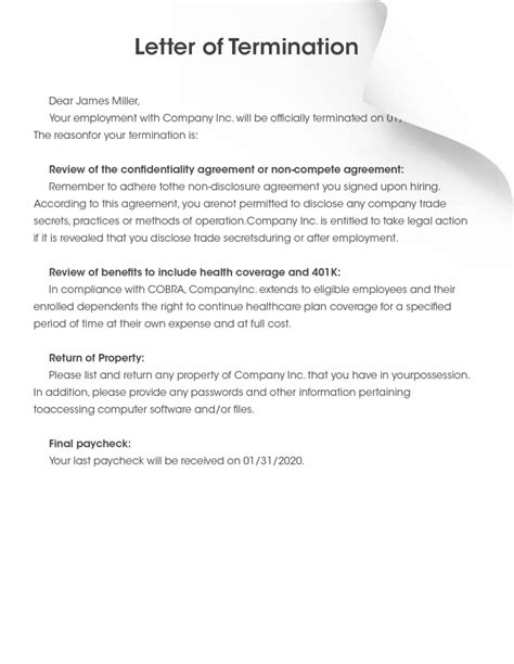 insert applicant name has applied for employment. Employee Termination Letter - Form Pros