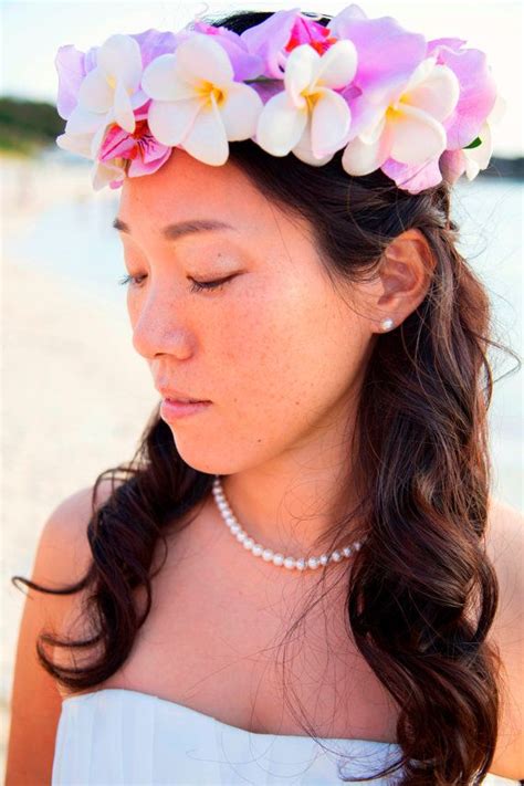 Hawaiian Flower Crown Tropical White Plumeria And Orchids Bridal