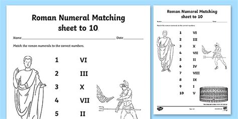1 10 Roman Numerals Matching Worksheet Teacher Made