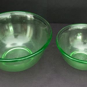 Hazel Atlas Green Glass Bowls Antique Depression Glass Rest Etsy