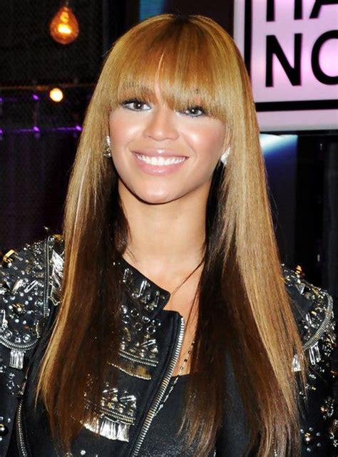 Beyonce Knowles Hairstyles Long Straight Hairstyle With Blunt Bangs