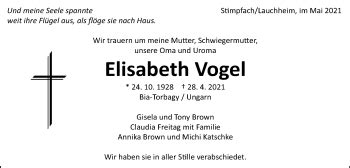 Traueranzeigen Von Elisabeth Vogel Ostalbtrauer