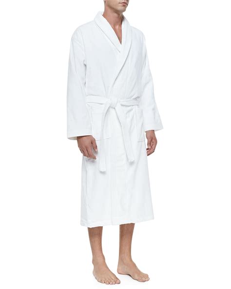 Derek Rose Terry Cloth Robe In White For Men Lyst
